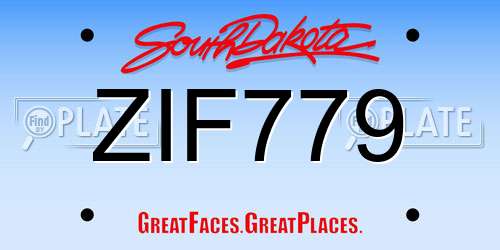 ZIF779 South Dakota License Plate