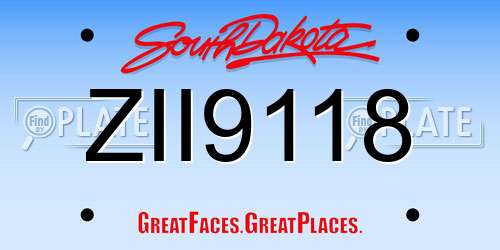 ZII9118 South Dakota License Plate