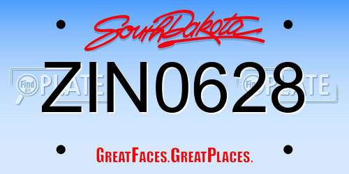 ZIN0628 South Dakota License Plate