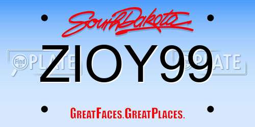ZIOY99 South Dakota License Plate