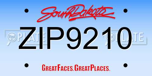 ZIP9210 South Dakota License Plate