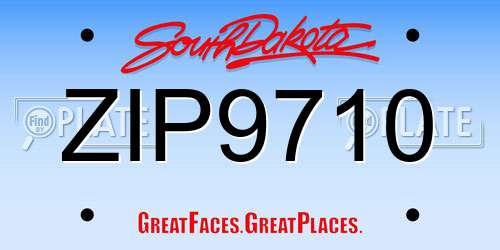 ZIP9710 South Dakota License Plate