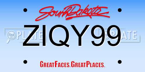 ZIQY99 South Dakota License Plate