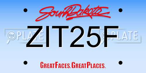 ZIT25F South Dakota License Plate
