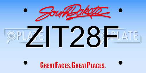 ZIT28F South Dakota License Plate