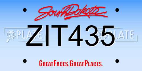 ZIT435 South Dakota License Plate