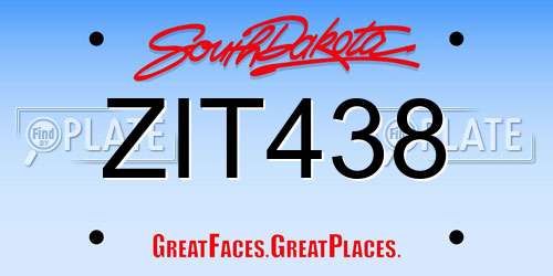 ZIT438 South Dakota License Plate