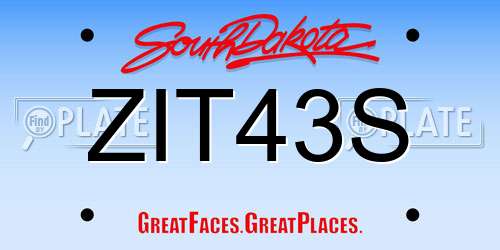 ZIT43S South Dakota License Plate