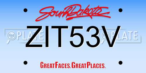 ZIT53V South Dakota License Plate