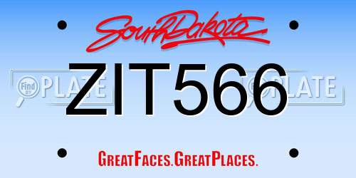 ZIT566 South Dakota License Plate