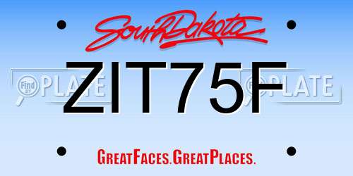 ZIT75F South Dakota License Plate