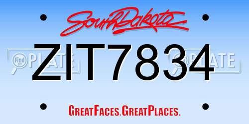 ZIT7834 South Dakota License Plate