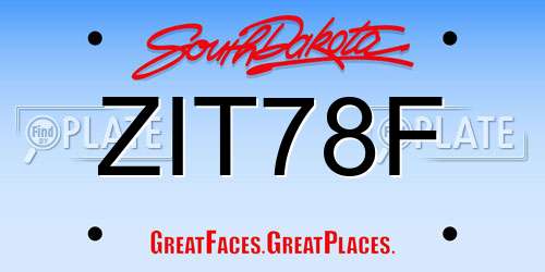 ZIT78F South Dakota License Plate