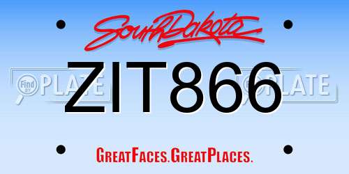 ZIT866 South Dakota License Plate