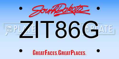 ZIT86G South Dakota License Plate
