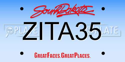 ZITA35 South Dakota License Plate