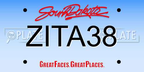 ZITA38 South Dakota License Plate