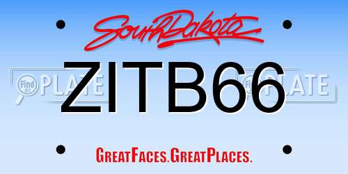 ZITB66 South Dakota License Plate