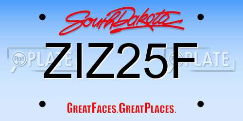 ZIZ25F South Dakota License Plate