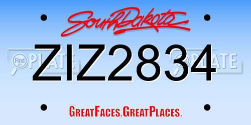 ZIZ2834 South Dakota License Plate