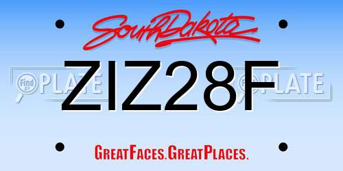 ZIZ28F South Dakota License Plate