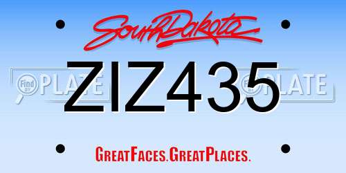 ZIZ435 South Dakota License Plate
