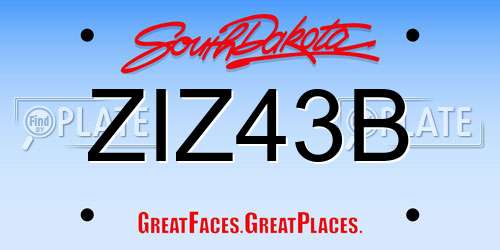 ZIZ43B South Dakota License Plate
