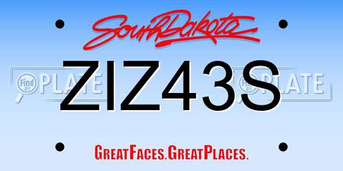 ZIZ43S South Dakota License Plate