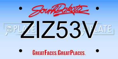 ZIZ53V South Dakota License Plate