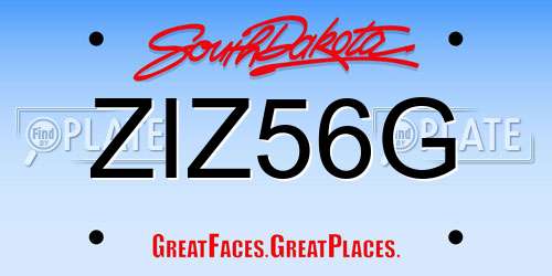ZIZ56G South Dakota License Plate