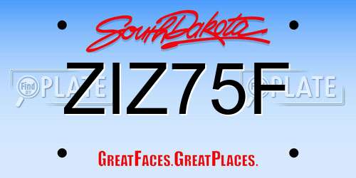 ZIZ75F South Dakota License Plate