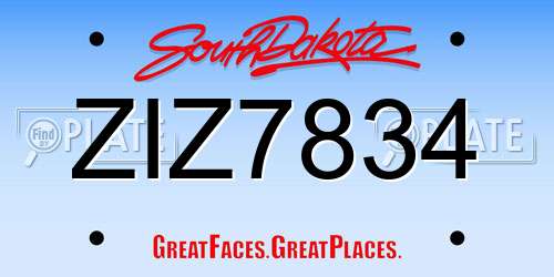 ZIZ7834 South Dakota License Plate