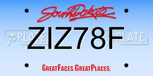 ZIZ78F South Dakota License Plate