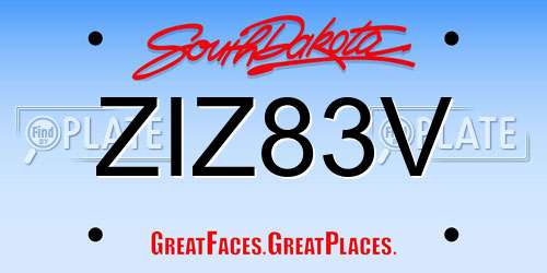 ZIZ83V South Dakota License Plate