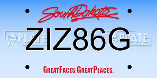 ZIZ86G South Dakota License Plate