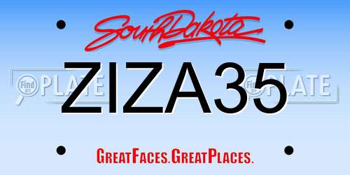 ZIZA35 South Dakota License Plate