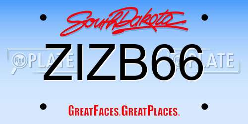 ZIZB66 South Dakota License Plate
