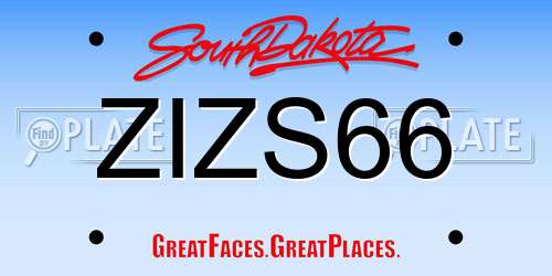 ZIZS66 South Dakota License Plate