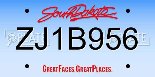 ZJ1B956 South Dakota License Plate