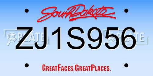 ZJ1S956 South Dakota License Plate