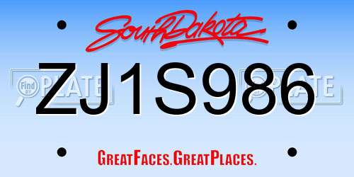 ZJ1S986 South Dakota License Plate