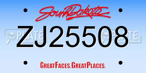 ZJ25508 South Dakota License Plate