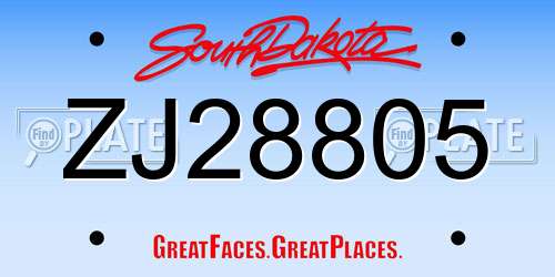 ZJ28805 South Dakota License Plate
