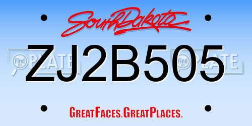 ZJ2B505 South Dakota License Plate