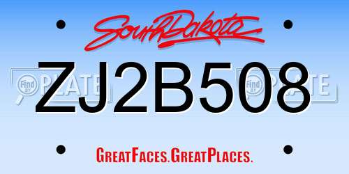 ZJ2B508 South Dakota License Plate