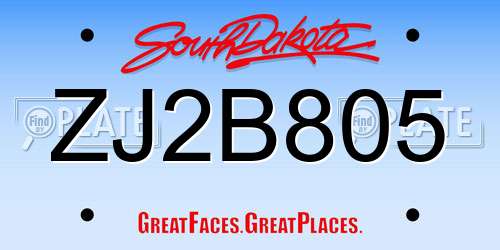 ZJ2B805 South Dakota License Plate