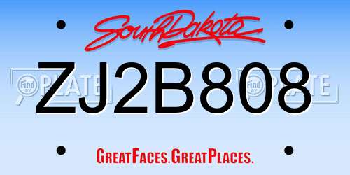 ZJ2B808 South Dakota License Plate