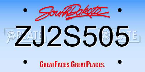 ZJ2S505 South Dakota License Plate