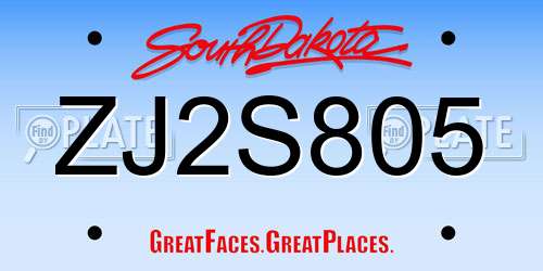 ZJ2S805 South Dakota License Plate