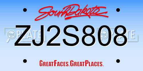 ZJ2S808 South Dakota License Plate